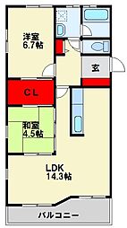 セントラーレ2 2LDKの間取図画像