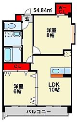 ユリシーズK 2LDKの間取図画像