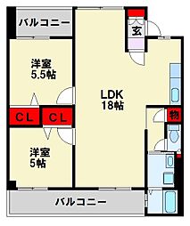 ピボットコート今池 2LDKの間取図画像