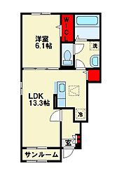 OngaCity 1 1LDKの間取図画像