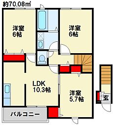 ヴァン・ティ・アン中の原C棟 3LDKの間取図画像