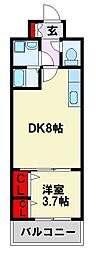 アムールガーデン陣原 1DKの間取図画像