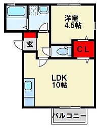 ヴィエラ中間 1LDKの間取図画像