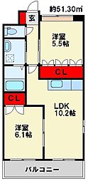 リオグランデエム 2LDKの間取図画像