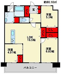 レジェンド157 3LDKの間取図画像