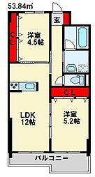 童子丸第10晴和ビル 2LDKの間取図画像