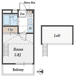 湊マンション 1Kの間取図画像