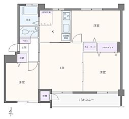 産業住宅協会三鷹第8 3LDKの間取図画像