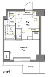 TRIANGLE千歳船橋 1DKの間取図画像