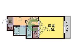 ドルチェ北田辺 1Kの間取図画像