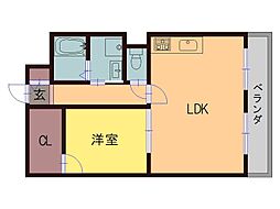 レインボーコートパート2 1LDKの間取図画像