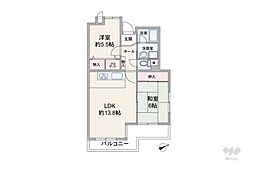 グラン・ドムール宝塚売布南 2LDKの間取図画像