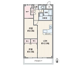 ローレルハイツ宝塚2号棟 2SLDKの間取図画像