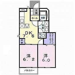 サンセール 2DKの間取図画像
