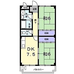 やがわせビル 2DKの間取図画像