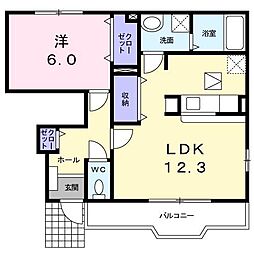 アンソレイエ3 1LDKの間取図画像