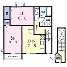 メゾン・ド・プレステージ 2DKの間取図画像