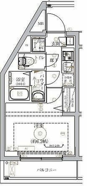 神奈川県川崎市中原区丸子通2丁目(賃貸マンション1K・2階・21.26㎡)の写真 その2