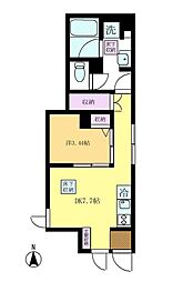 ソレアード北千束 1DKの間取図画像