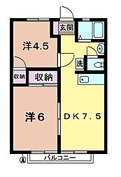 グリーンハイツ祖師谷 2DKの間取図画像