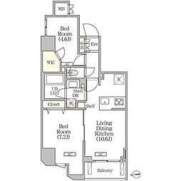 JR総武線 浅草橋駅 徒歩4分の賃貸マンション 14階2LDKの間取り