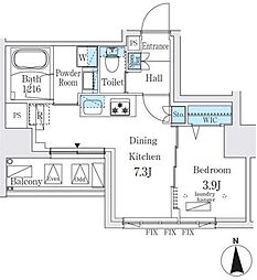 ジオエント秋葉原 1DKの間取図画像