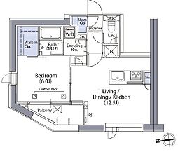 東京メトロ千代田線 湯島駅 徒歩3分の賃貸マンション 7階1LDKの間取り