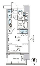 東京メトロ銀座線 稲荷町駅 徒歩6分の賃貸マンション 13階1DKの間取り