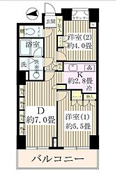JR山手線 鶯谷駅 徒歩6分の賃貸マンション 3階2DKの間取り