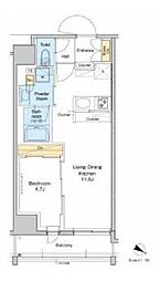 都営新宿線 森下駅 徒歩8分の賃貸マンション 4階1LDKの間取り