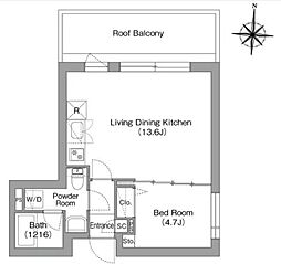 墨田区亀沢2丁目マンション 1LDKの間取図画像