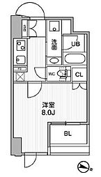 東神田テラスレジデンス 1Kの間取図画像