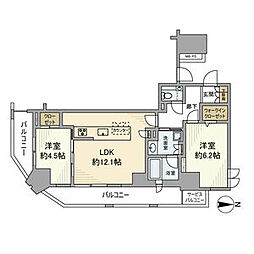 クリオラベルヴィ蔵前 2LDKの間取図画像