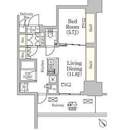 メゾンカルム日本橋馬喰町 1LDKの間取図画像