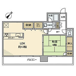 リガーレ日本橋人形町 1LDKの間取図画像