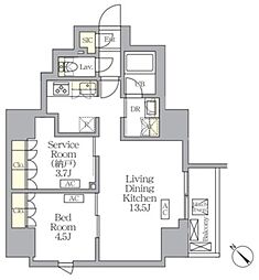 中央区日本橋馬喰町1丁目マンション 1SLDKの間取図画像
