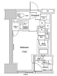 ザ・パークハビオ人形町レジデンス 1Kの間取図画像