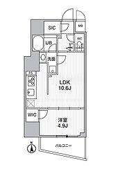 S-RESIDENCE蔵前balm 1LDKの間取図画像