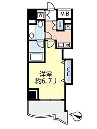 アクロス文京 1Kの間取図画像