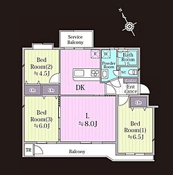 八千代台パークハイツ19-2 3LDKの間取図画像