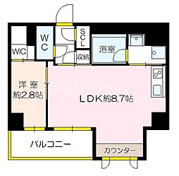シャンス中崎 1LDKの間取図画像