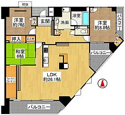 ガーデンシティーコープ金剛東1棟 3LDKの間取図画像