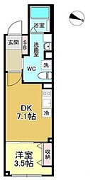 シャインパーク錦糸町 4階1DKの間取り