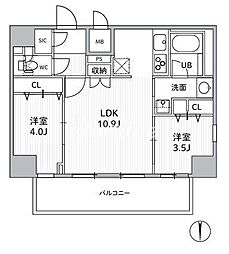 エスレジデンス住吉アクアハト 2LDKの間取図画像