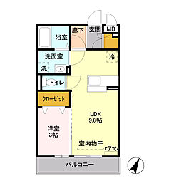ベルテサクラ 1LDKの間取図画像