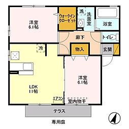 メゾン・ボヌールB 2LDKの間取図画像