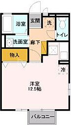 埼玉新都市交通 今羽駅 徒歩6分の賃貸アパート 1階ワンルームの間取り