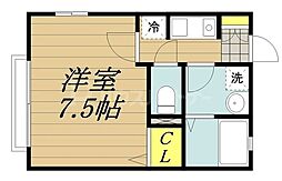 JR埼京線 北与野駅 徒歩6分の賃貸アパート 1階1Kの間取り