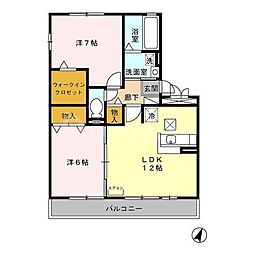 ヴィクトワール　I 1階2LDKの間取り