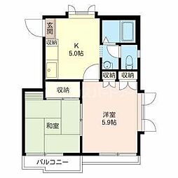JR東北本線 土呂駅 徒歩12分の賃貸アパート 2階2Kの間取り